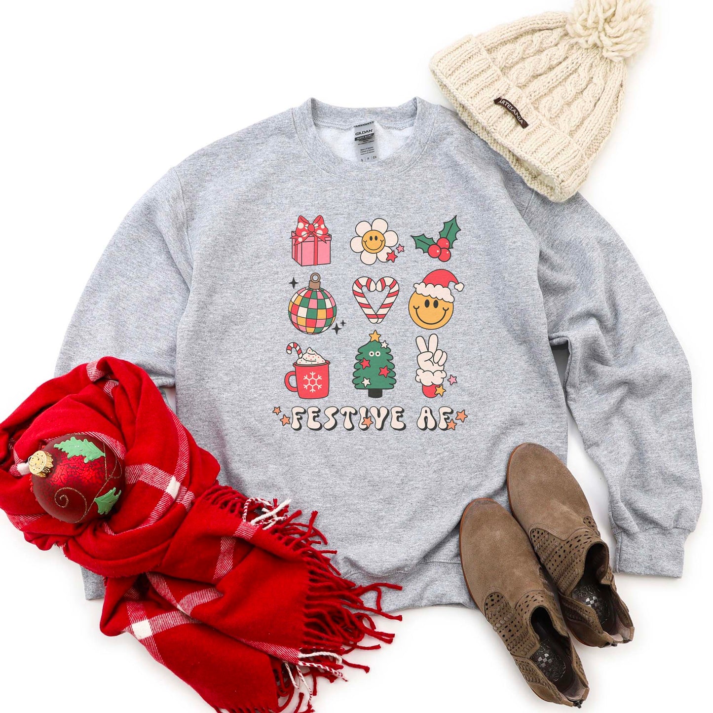 Festive AF Holiday Christmas Unisex Sweatshirt