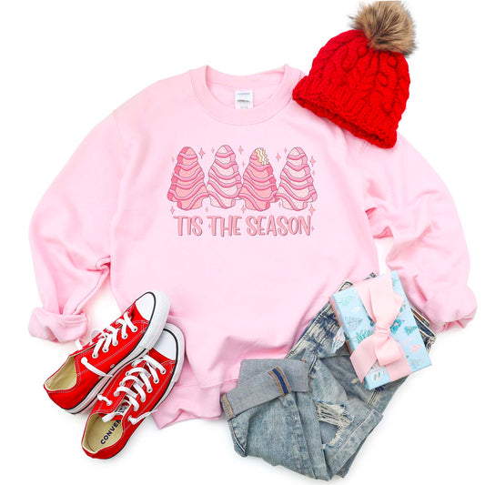 Tis The Season Pink Christmas Tree Cakes Unisex Sweatshirt