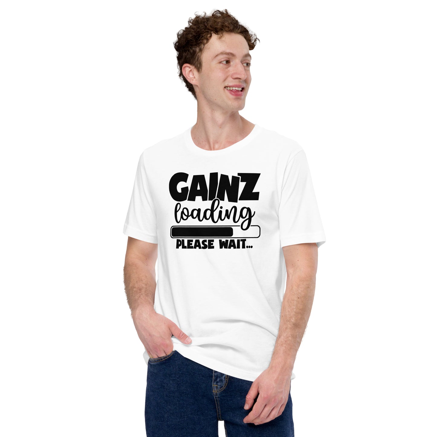 GAINZ LOADING PLEASE WAIT FUNNY WORKOUT SHIRT